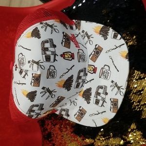 NWOT Adult Lg Sz. BRIMMZ Camping Snapback Hat, Red Color